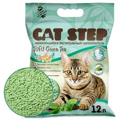 Наполнитель комкующийся растительный CAT STEP Tofu Green Tea, 12 л