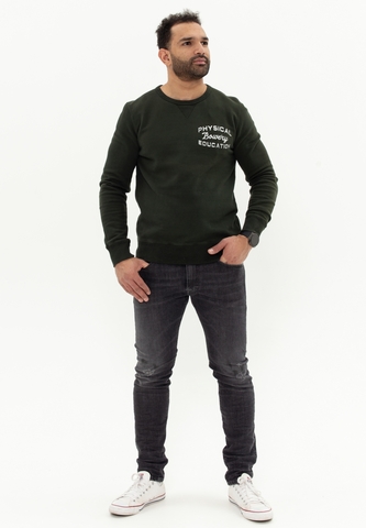 Свитшот Bowery NYC "Physical Education" White / Forest Green