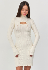 Платье мини вязаное с прорезями