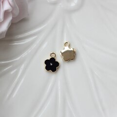 Подвеска Цветок с эмалью 11*9 мм, чёрная, позолота, П1044