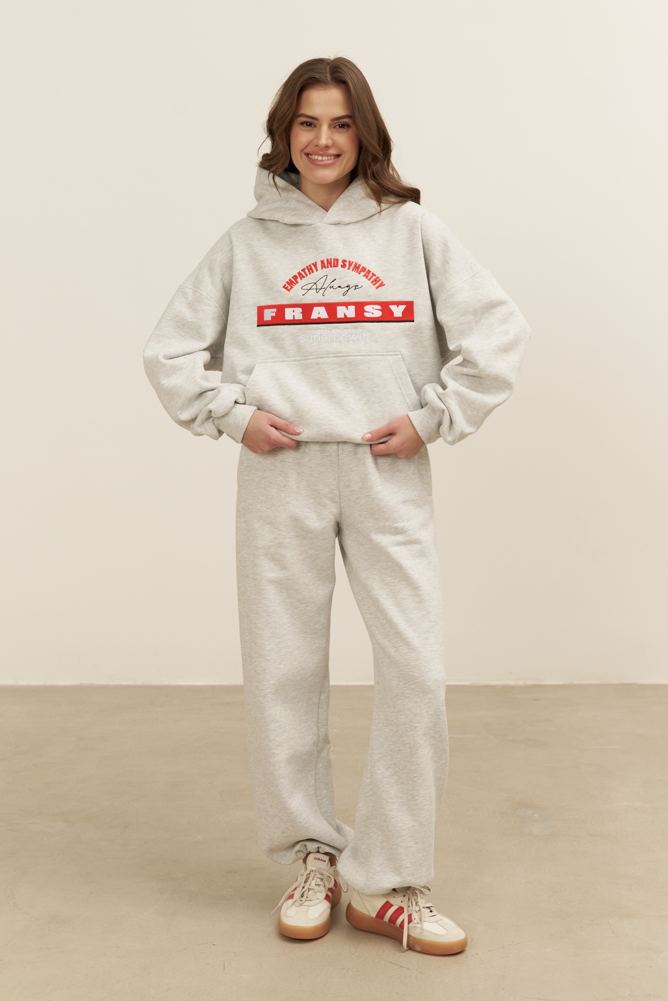 Худи 02 EMPATHY AND SYMPATHY, с начесом, серый меланж