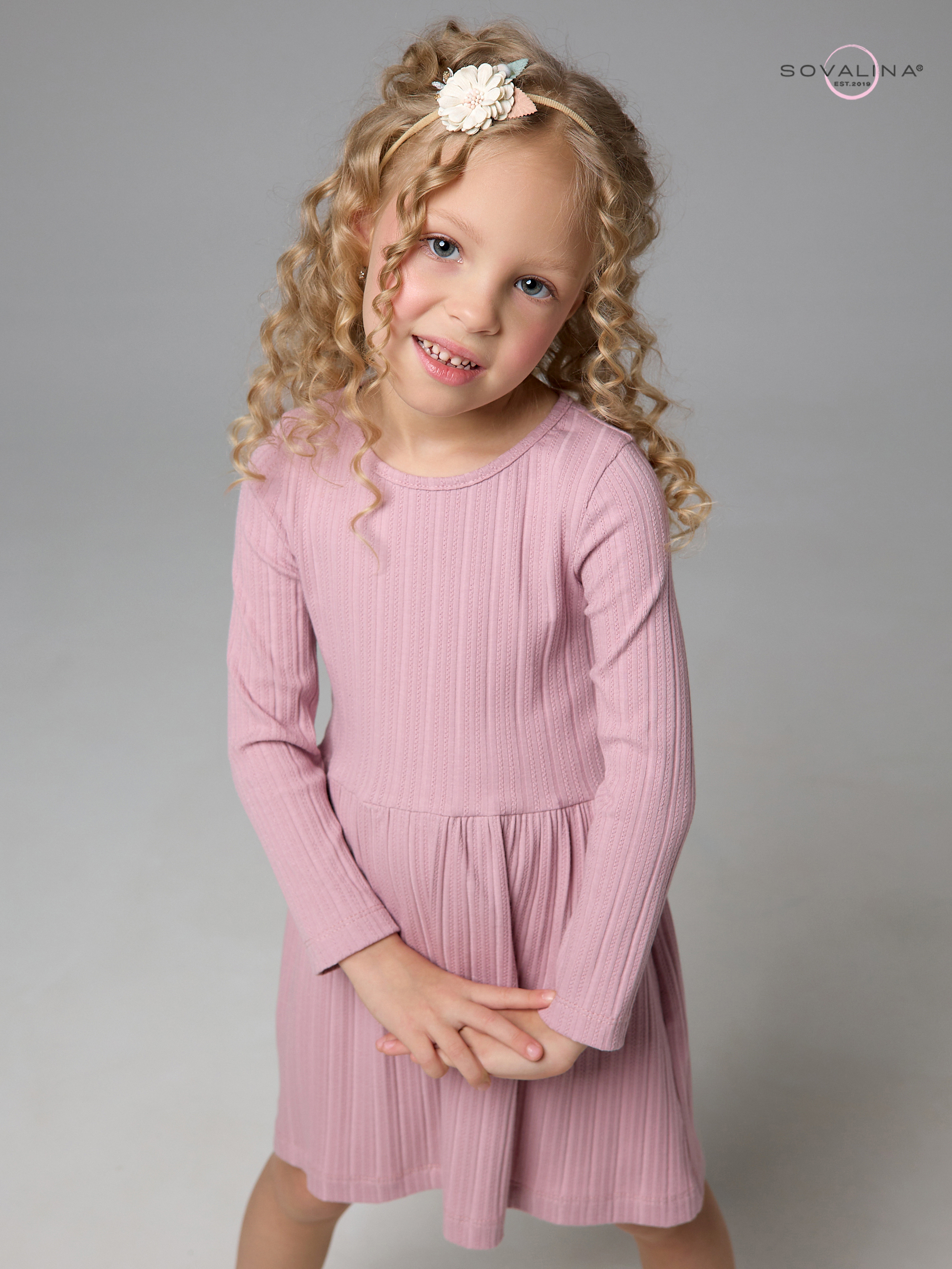 Платье Эля косичка сухая роза