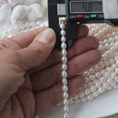 Жемчуг натуральный речной, рис, 5,2-7,8 мм, 1 нить, Ж023