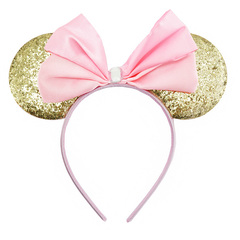 Ободок, Мышка, с розовым бантом, Золото, 1 шт.