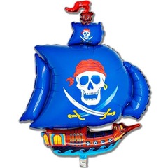 Фольгированный шар «Пиратский корабль», синий, 104см