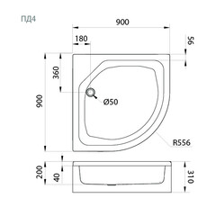Поддон душевой 90х90 средний акриловый