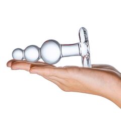 Прозрачная анальная пробка-елочка с 3 шариками Butt Plug with Tapere Base - 11 см. - 