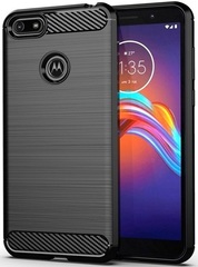 Чехол для Motorola Moto E6 play цвет Black (черный), серия Carbon от Caseport