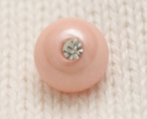 Пуговица круглая со стразом, с прорезным отверстием, розовая, 10 мм