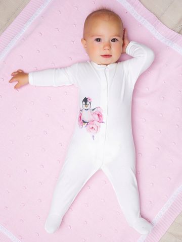 Комбинезон на кнопках "Пингвиночка в пионах"