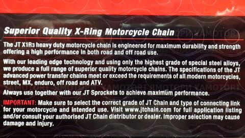 Мотоцепь JT 520 X1R3 JTC520X1R3NN120DL мото цепь Х-Ring 120 звеньев