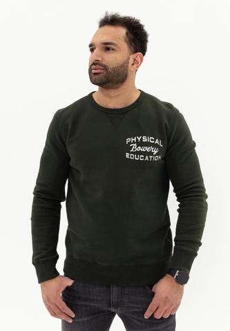Свитшот Bowery NYC "Physical Education" White / Forest Green
