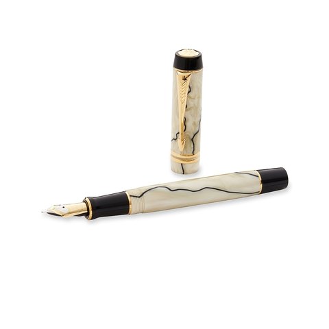 Ручка перьеваяParker Duofold Centennial F185, Pearl & Black, M (S0767400)