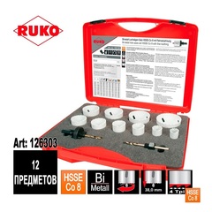 Набор коронок Bi-metall Universal 19-64мм HSSE-Co8 12пр Ruko 126303