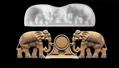 Силиконовый   молд  № 1552  Орнамент  слоны