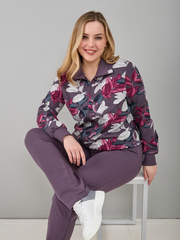 Костюм с брюками КБ-184/баклажанбордо-листья