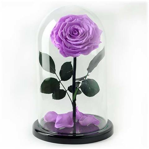 Вечная роза в стеклянной колбе лавандовая (Люкс)