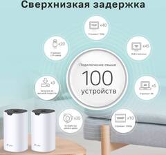 TP-Link Deco S7(2-pack) Домашняя Mesh Wi-Fi система AC1900, до 600 Мбит/с на 2,4 ГГц + до 1300 Мбит/с на 5 ГГц