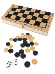 Шашки 29 см (доска дерево,фигуры дерево,без магнита, в коробке)