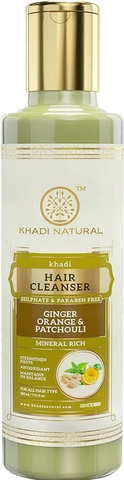 Khadi Hair Cleanser GINGER ORANGE PATCHOULI Sulphate Paraben Free, Khadi Natural (Кхади шампунь ИМБИРЬ, АПЕЛЬСИН И ПАЧУЛИ БЕЗ СУЛЬФАТОВ И ПАРАБЕНОВ, Кхади Нэчрл), 210 м