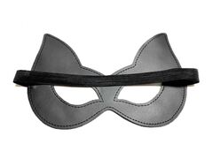 Черная лаковая маска с ушками из эко-кожи - 