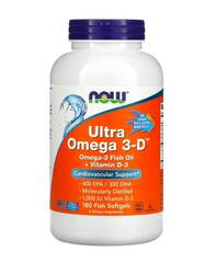 NOW Foods ультраомега-3 с витамином D, 600 ЭПК / 300 ДГК, 180 капсул из рыбьего желатина