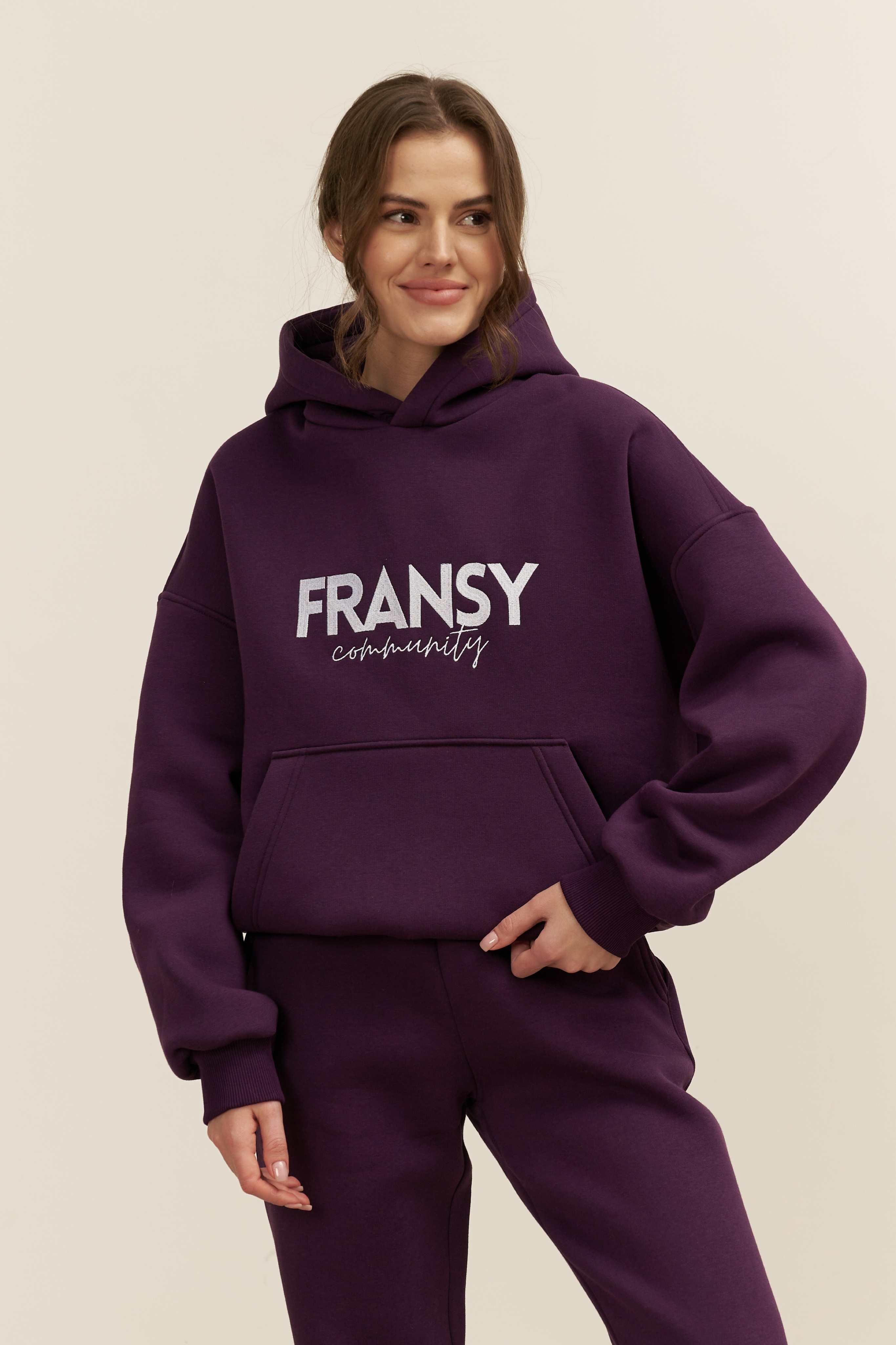 Худи 02 FRANSY COMMUNITY, с начесом, темно-фиолетовое