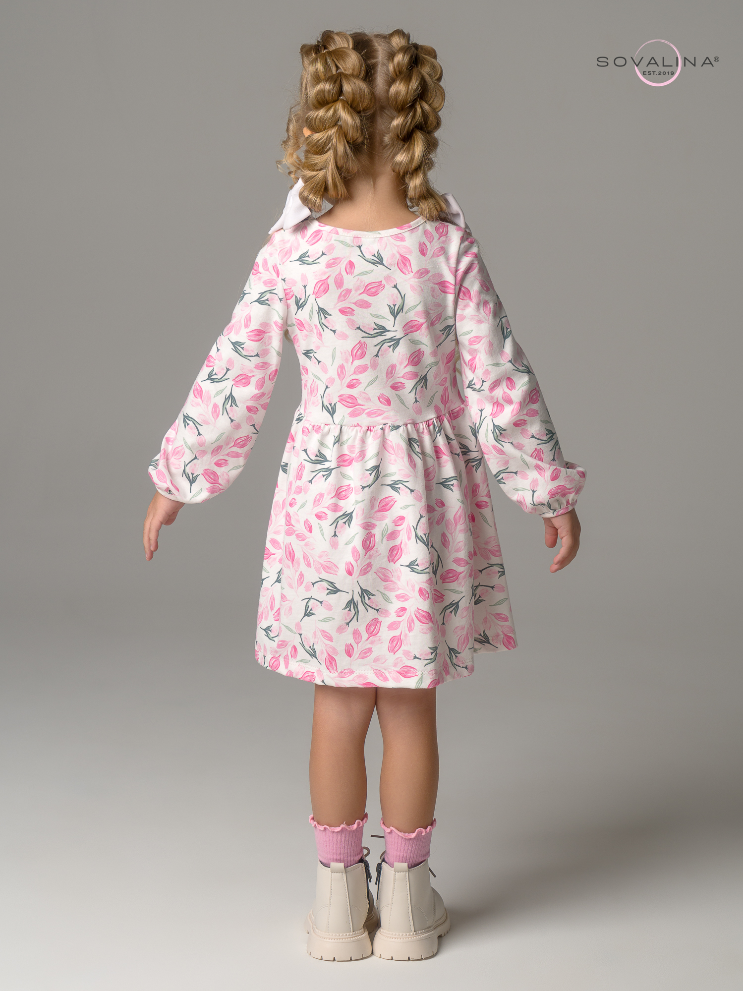 Платье Моана розовые тюльпанчики