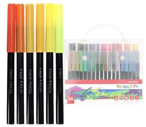 Фломастеры Prof-Press с вентилируемым колпачком 36 шт ART VISION ПВХ бокс
