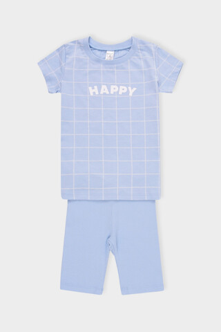 пижама  для девочки  К 1643/небесно-голубой,двойная клетка