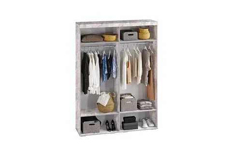 Шкаф четырёхстворчатый Инстайл бетон / белый