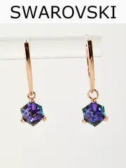 Серьги-подвески Миражи с фиолетовыми кубиками Swarovski