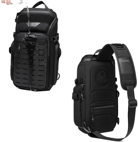 Картинка рюкзак однолямочный Ozuko 9680 black - 6