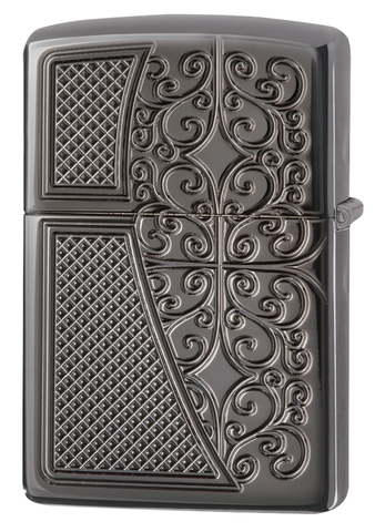 Зажигалка Zippo Armor с покрытием Black Ice, латунь/сталь,чёрная, глянцевая, 36x12x56 мм