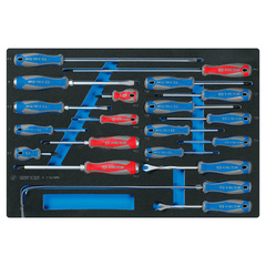 KING TONY (9-31920MRV) Набор отверток, съемник клипс и гибкий магнит, ложемент, 20 предметов