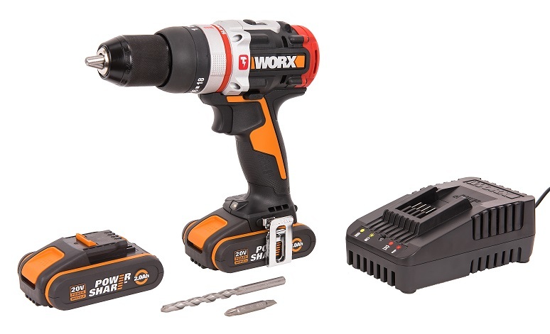 Дрель-шуруповерт ударная аккумуляторная WORX WX354, 20В, 60 Нм, бесщеточная, 2,0 Ач x2, кейс