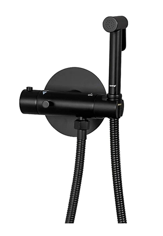 Gappo G7290-6 Гигиенический душ со смесителем с термостатом черный матовый