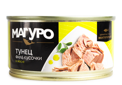 Тунец желтоперый филе-кусочки в масле, 170г