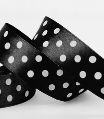 Лента атласная горох, ш. 2,5 см, чёрный