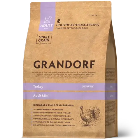 GRANDORF Adult Mini (Turkey) MONOPROTEIN для мелких пород, индейка (чувствительное пищеварение, склонность к аллергии)