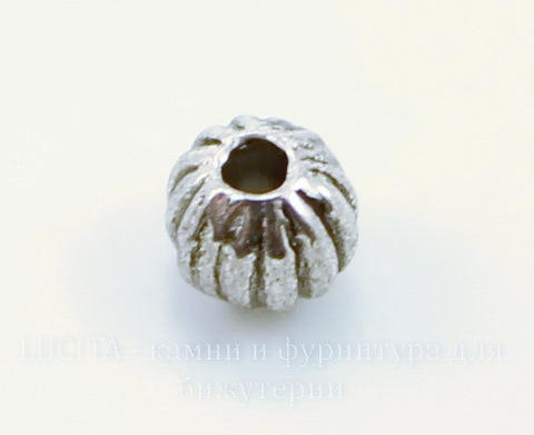 Бусина металлическая - шарик "Гофрированный" 4 мм (цвет - античное серебро), 20 штук