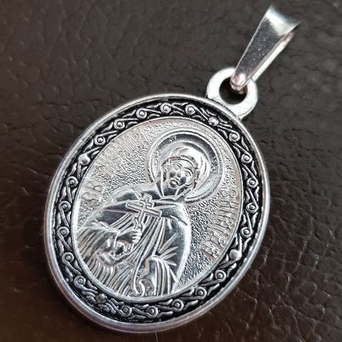 Нательная именная икона святая Зинаида с серебрением кулон с молитвой