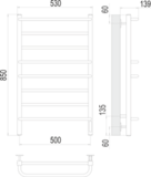 Полотенцесушитель Terminus Евромикс квадро П8 500х850 электро