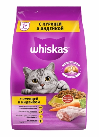 Корм WHISKAS паштет Курица Индейка Утка 1,9 кг РОССИЯ