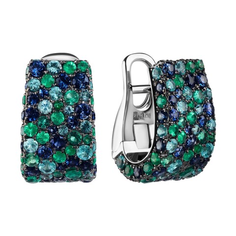 Серьги с Изумрудами, Сапфирами и Турмалинами Параиба, E0256-0/43