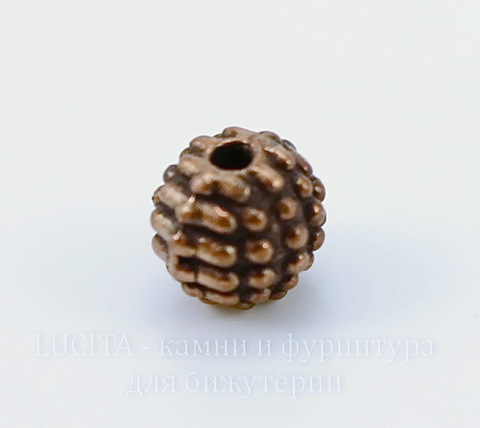 Бусина металлическая "Шипастая" 7х6 мм (цвет - античная медь), 10 штук