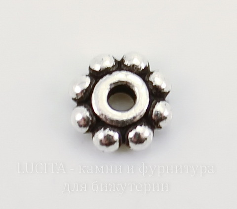 Бусина - спейсер TierraCast "Бусинки" 6х2 мм (цвет-античное серебро)