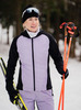 Премиальный костюм для лыж и зимнего бега Nordski Hybrid Hood Black/Lavender женский