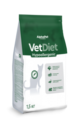 Сухой корм для кошек AlphaPet Vet Diet (АльфаПет) 1,5кг Hypoallergenic сухой при пищевой аллергии и непереносимости ингредиентов для кошек