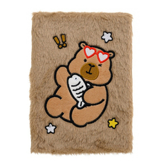 Блокнот Basir, формат А5, серия "Капибара", меховая обложка, 80 листов, размер 21*15 см